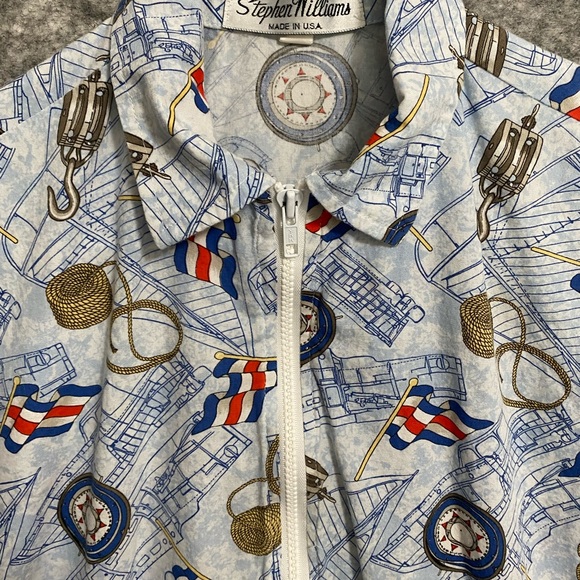 Vintage Stephen Williams Mens Shirt Jacket Medium 80s Zip Blue Nautical Boating - Picture 7 of 15